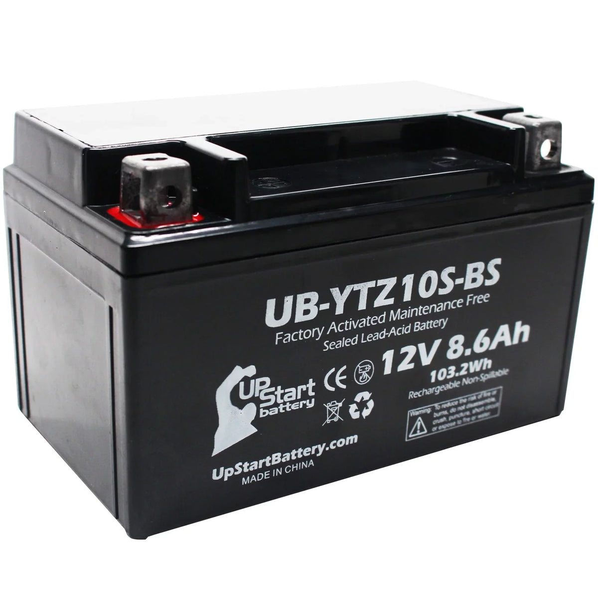 Battery 3-Pack Battery 8.6Ah, - UpStart Factory for Activated, Motorcycle Yamaha Replacement 1000CC 12V, UB-YTZ10S-BS YZF-R1 Maintenance Free, 2011