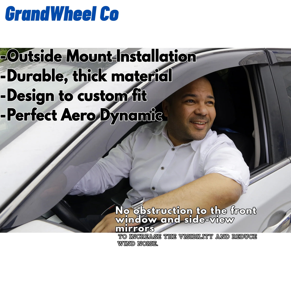 Guards Tape-On Smoke Compatible Nissan Vent GW0299 Deflectors with - Rogue Tinted Window GrandWheel Rain 2021-2024 Co Side 6pcs. Visor