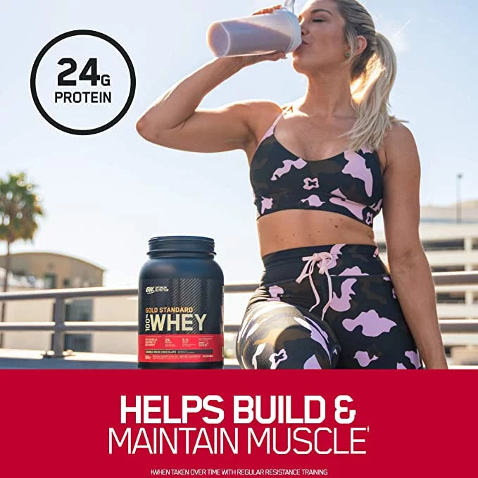 14 Whey 1 100% Gold Rich Optimum Standard Servings Powder, Nutrition, lb, Double Chocolate, Protein