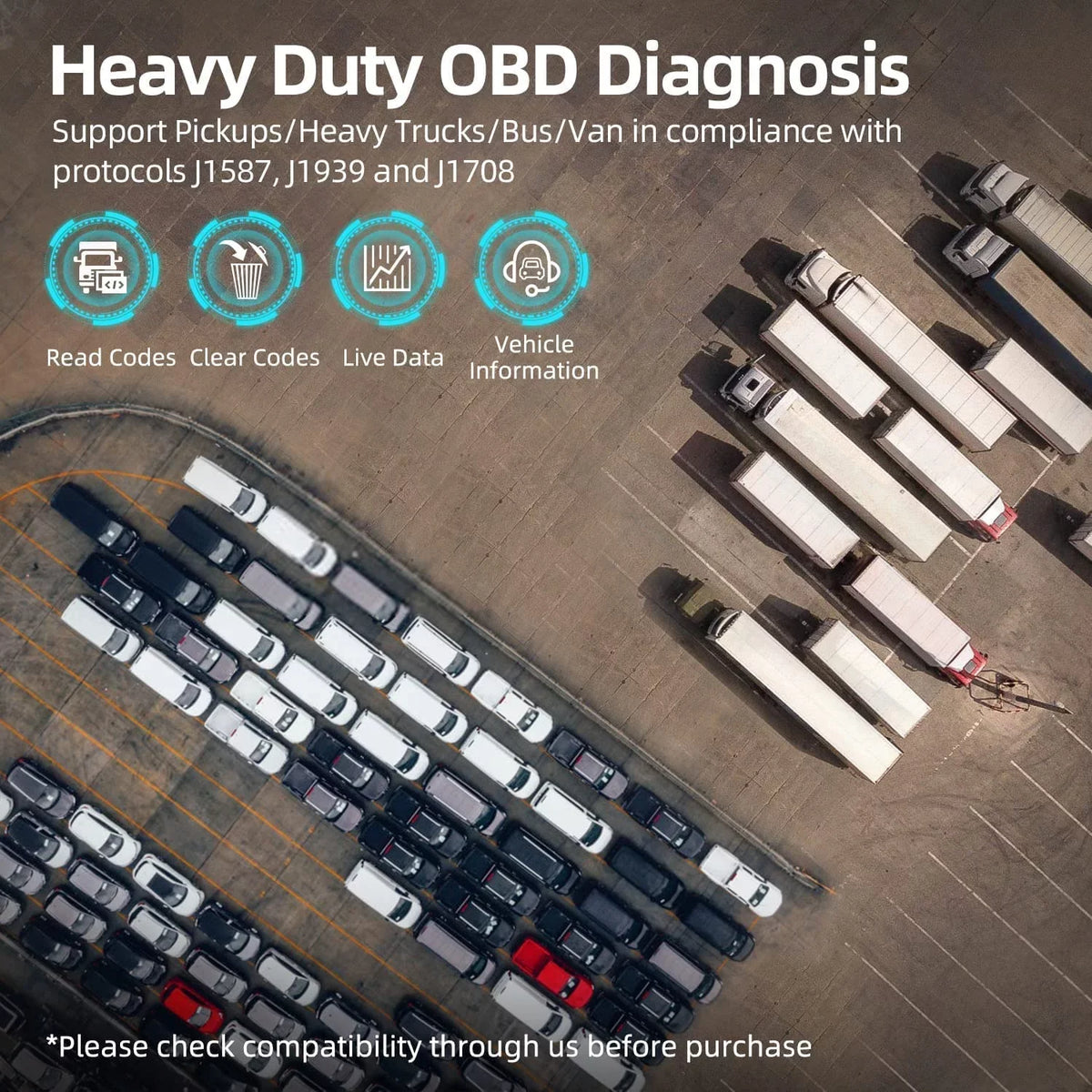 Reader Fuso, Duty & OBD Diagnostic Truck Scanner DAF Heavy OBD2 Cummins, Diesel for Tool OBD Engine Hino, Scanner Scania, , 2 UD Auto Scan 1 HD Car Tool Man, Romondes in RD801 EOBD Code Truck Check