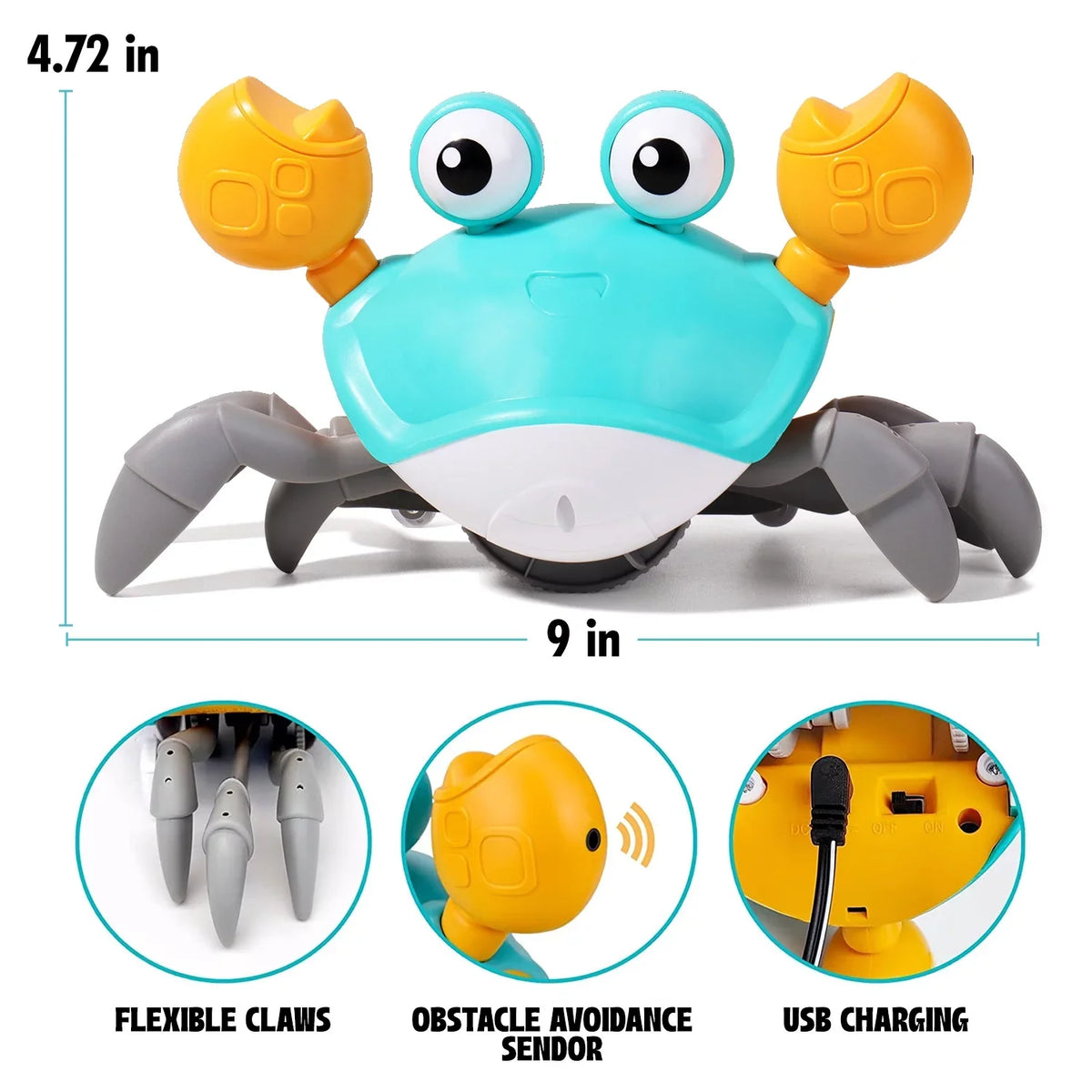 Toddlers Music For & Alin Walking Tummy Toys Toy Birthday For Development Infant Crawl, Crawling Gifts Baby 36 And Gift Learning Cute Interactive Crab: Time Kids Months