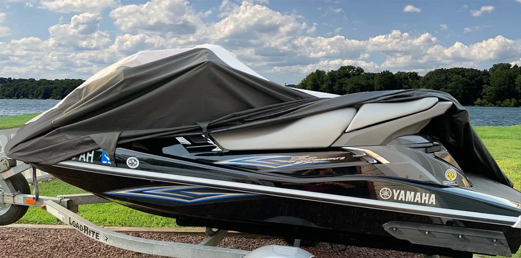 Ultra for PWC Kawasaki Ski LX SUPER TRAILERABLE Watercraft Cover Cover Black/Grey Jet JetSki Compatible HEAVY-DUTY 2007-2017