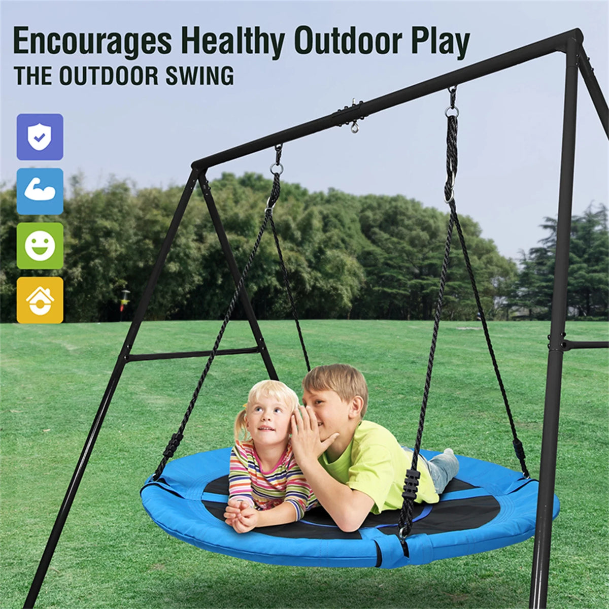 Heavy Metal Set Inch A-Frame Swivel 40 Stand and with Trekassy 440lbs Tree Swing Metal Duty Swing, Swing Saucer