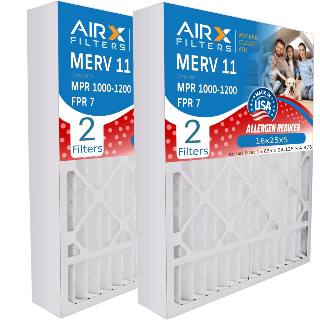 Furnace MPR 16x25x5 Comparable 1000, 1200 Made with MERV Air FILTERS WICKED Compatible 7 GeneralAire Premium USA Filter by & 2 11 AIR. to Filter Pack AIRX FPR MPR CLEAN 16x25x5 14161
