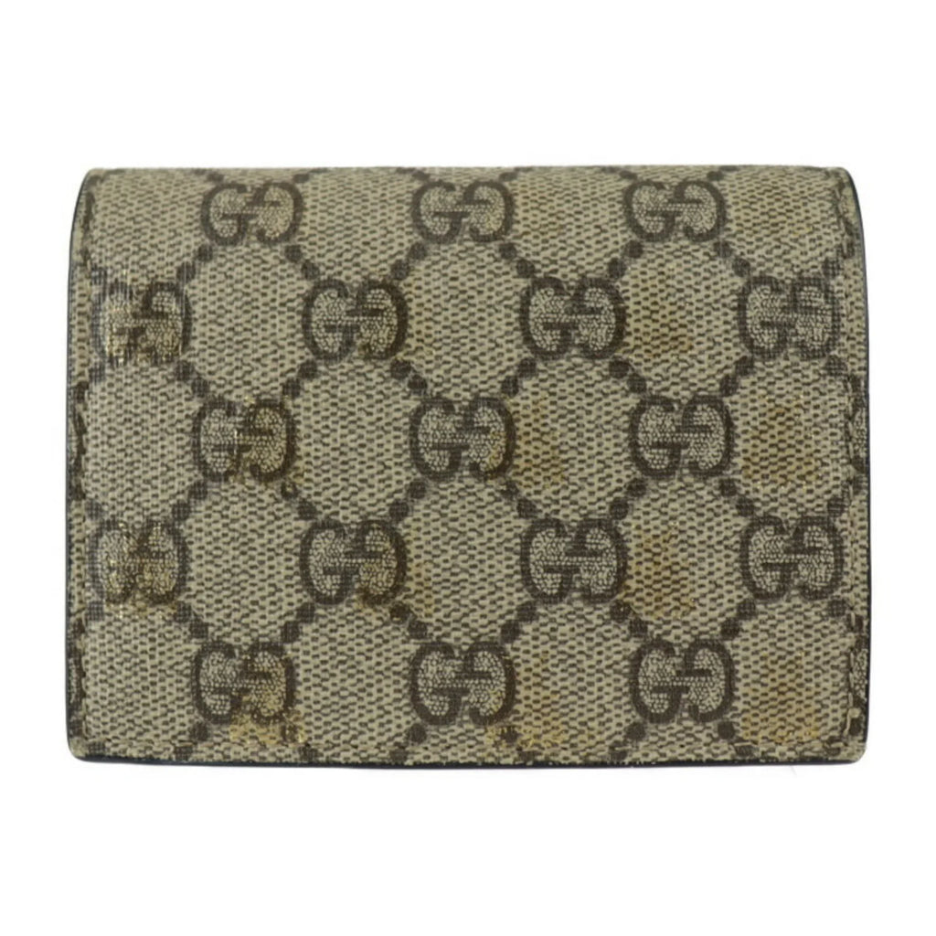 GG Pre-Owned Black 508757 Supreme (Good) Bee Compact BEE Gold Leather Canvas Beige Brown Bifold Wallet