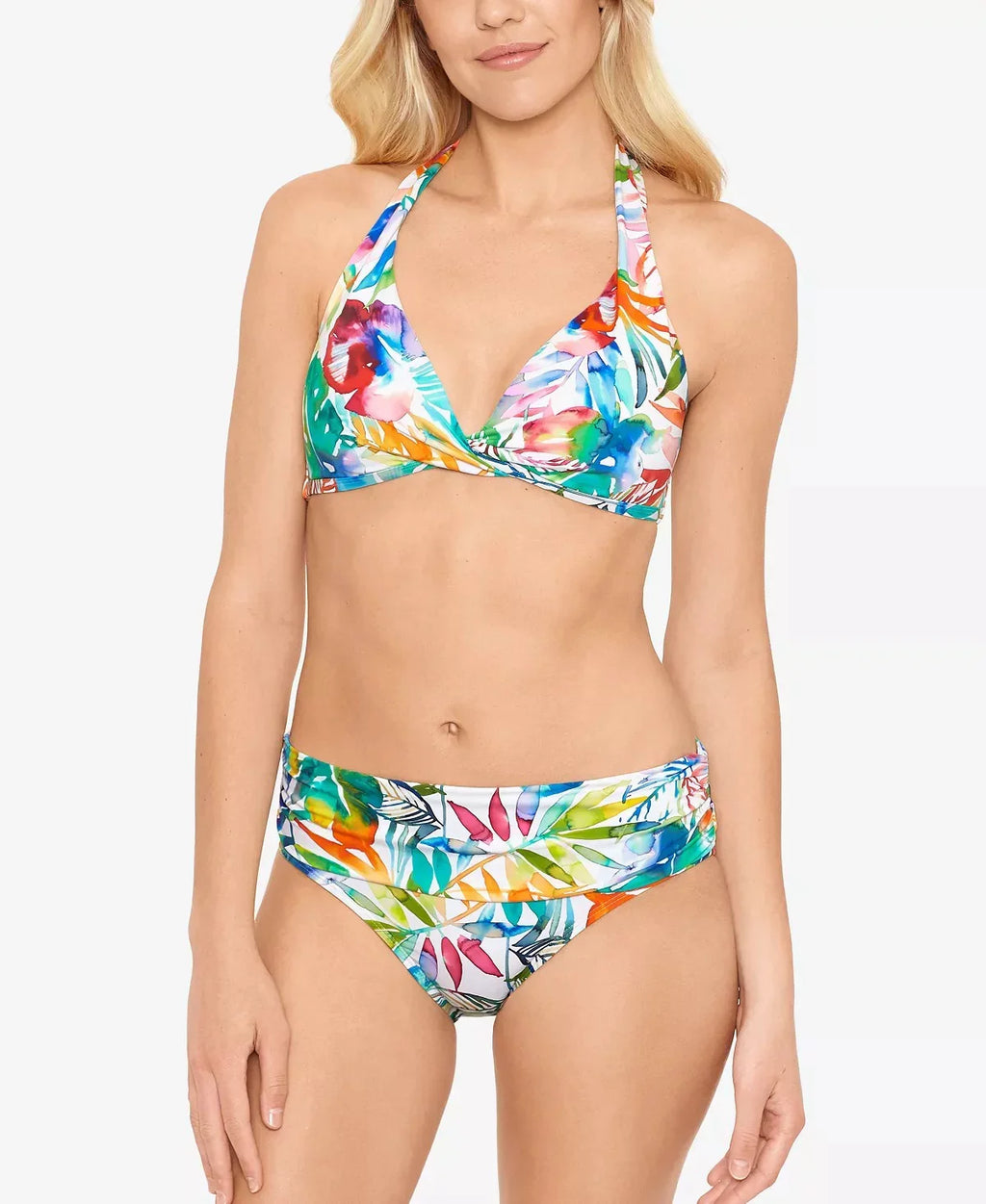8 Tropical RALPH Banded Hipster Multicolored LAUREN LAUREN Shirred Bottoms Caribbean Wide