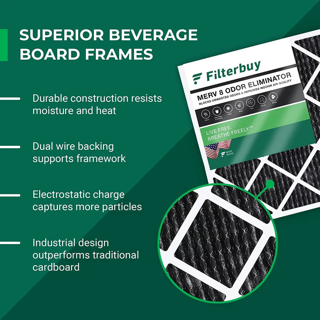 Odor Carbon MERV Air Filterbuy Activated (4-Pack) HVAC 20x24x1 Furnace Filters Eliminator Pleated with 8 AC