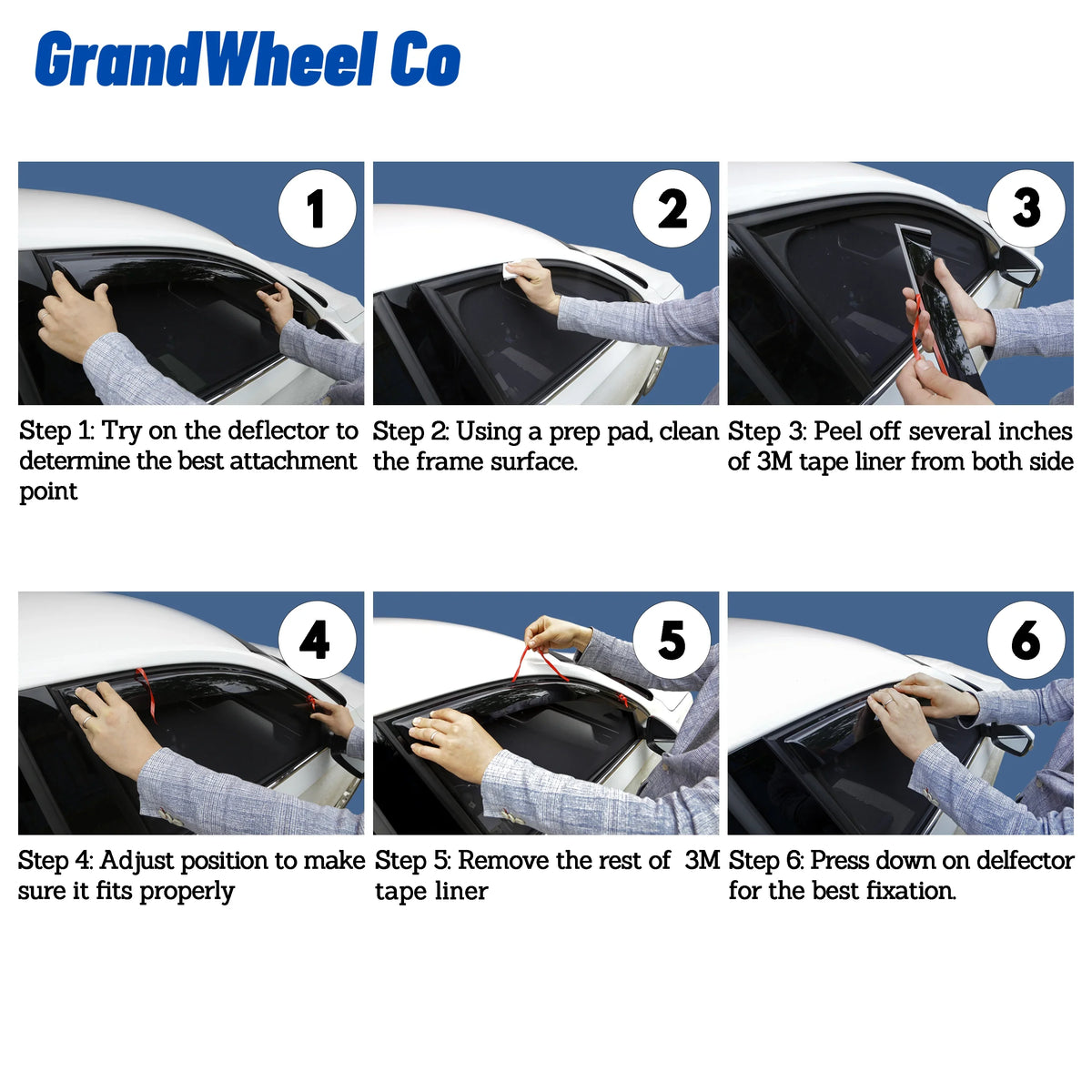 Guards Tape-On Smoke Compatible Nissan Vent GW0299 Deflectors with - Rogue Tinted Window GrandWheel Rain 2021-2024 Co Side 6pcs. Visor