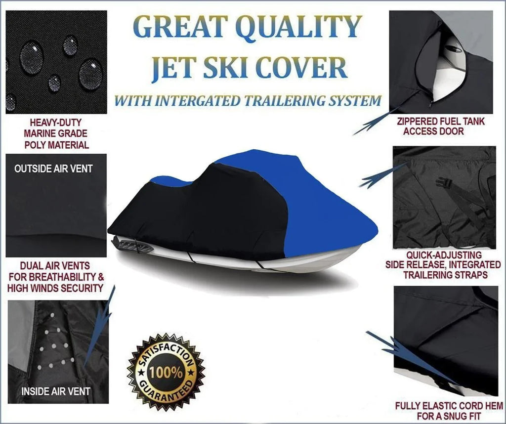 Ski 1-2 Jet BLACK COVER Cover OF 1993 Compatible Trailerable 1992 LINE 1994 BLUE HEAVY-DUTY, THE for Seater PWC SL 650 Polaris 1995 / TOP