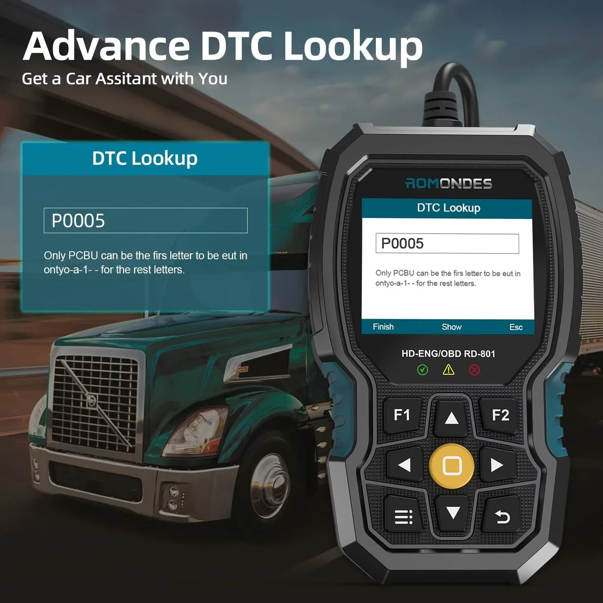 Reader Fuso, Duty & OBD Diagnostic Truck Scanner DAF Heavy OBD2 Cummins, Diesel for Tool OBD Engine Hino, Scanner Scania, , 2 UD Auto Scan 1 HD Car Tool Man, Romondes in RD801 EOBD Code Truck Check