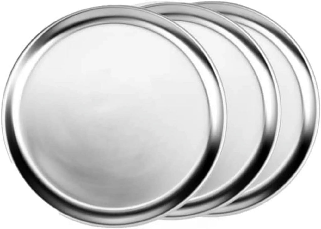 Wide Bakeware Pizza Tray Tray Pan 3 Baking for Tray Round 11” Kitchen Restaurants Rim- Pan Aluminum Set Pizza TrueCraftware- of Tray Home Baking Pizza Pizzeria & Round